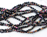 Acid Etched Beads 4mm Fire Polished Jet Black AB 0EVE2396 EV Emporium Co