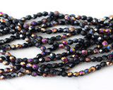 4mm Fire Polished Beads Czech Glass Acid Etched Finish Black Purple Gold 0EVE2396 EV Emporium Co