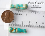 Mermaid Focal Beads Gray Iridescent - Set of 6 - Large Czech Pressed Glass Beads 0EVE1498