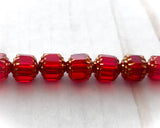 8mm Siam Red Crown Cathedral Beads with Gold Edge - Rosary Beads 0EVE1295