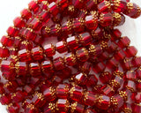 8mm Siam Red Crown Cathedral Beads with Gold Edge - Rosary Beads 0EVE1295