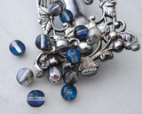8mm Druk Beads Heliotrope Half Silver with Blue Purple Rainbow Flashes Round Pressed Glass Czech Beads 0EVE2749