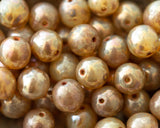 8mm Druk Beads Beige Champagne Czech Glass Round Beads Semi Opaque Gold Brown Finish Beads Earth Tones 0EVE2688