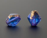 Bicone Beads 8x6mm Czech Glass Antik Fancy Cut Sapphire Blue with Gold Edge 0EVE1285